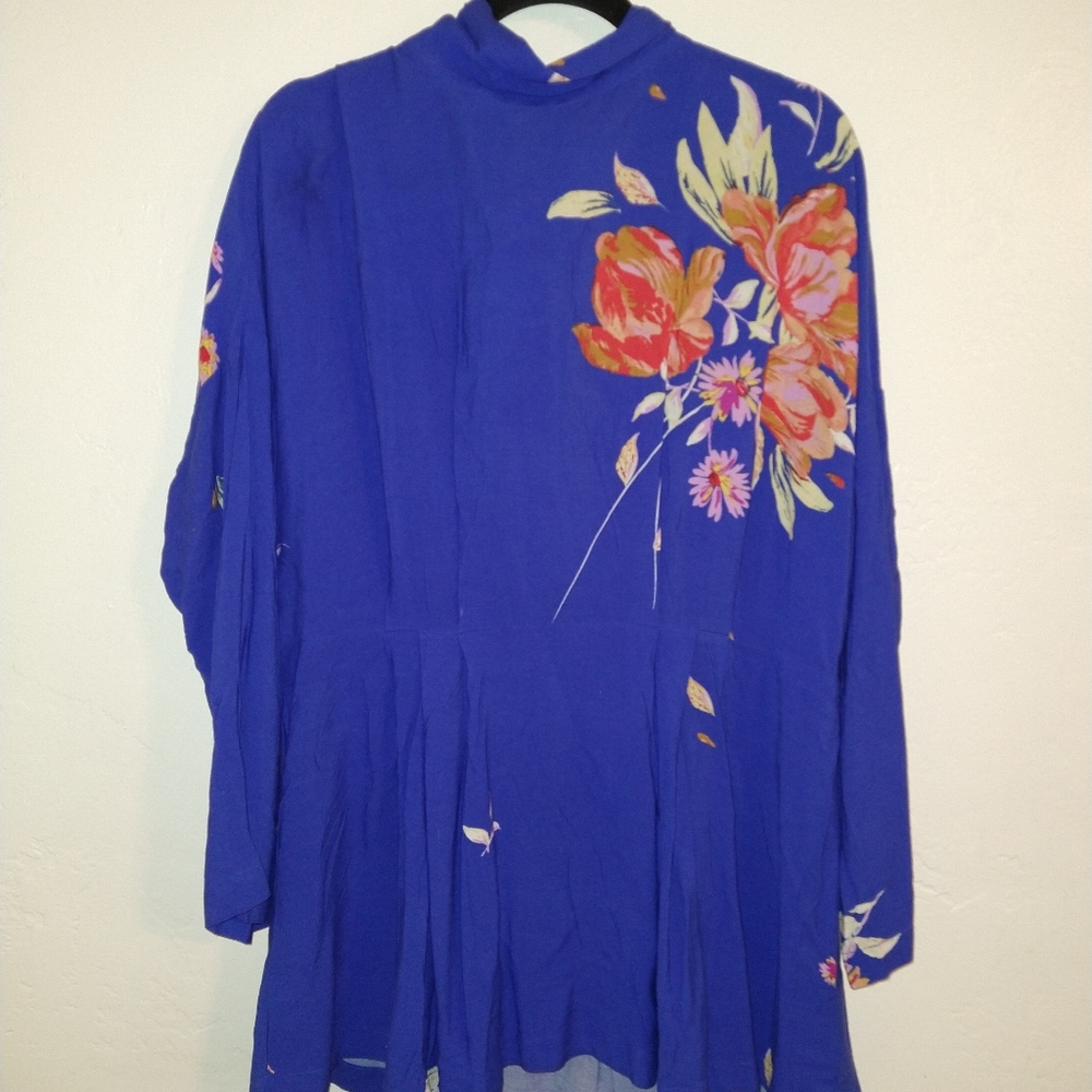 Free People/Women/Dresses/Large/Cobalt Blue Background/Bright Floral Pattern